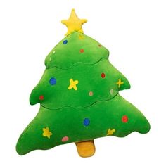 a green stuffed christmas tree on a white background