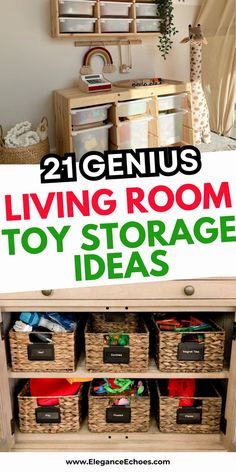 Tackle the clutter with our toys in living room organizing strategies! Learn how to organize toys in living room areas and discover versatile toys in living room organizing baskets. Our toys in living room ideas are perfect for making the most of toys in living room small spaces. Find the best 21 living room ideas for toys storage. Toys In Living Room Organizing, Living Room With Toys, Toys In Living Room, Best Living Room Ideas, Living Room Toy Storage, Toy Storage Ideas, Organize Toys, Organizing Toys, Living Room Ideas Farmhouse