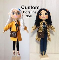 two dolls, one wearing glasses and the other with leopard print clothing on their clothes