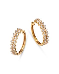 Bloomingdale's Fine Collection Diamond Double Row Hoop Earrings in 14K Yellow Gold, 1.0 ct. t.w. - Exclusive Diamond Hoop Earrings Small, Diamond Bracelet Design, Bracelet Design, Earrings Small, Exclusive Jewelry, Diamond Hoop Earrings, Hoop Earrings Small, Diamond Cluster, Bracelet Designs