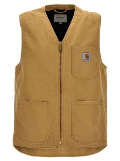 'Arbor' cotton canvas vest with pockets, zip closure. Composition: 100% cottonComposition: 100 Af Luxury Gentleman's Workwear Vest, Carhartt Vests For Women, Affordable Button-up Vest For Workwear, Casual Washed Vest, Luxury Cotton Vest For Workwear, Patch Pocket Vest, Cheap White Vest For Workwear, Carhart Vest Womens, Carhart Vest Women