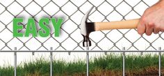 a hand holding a hammer over a fence with the words easy on it and an image of