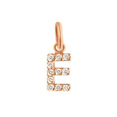 Gigi Clozeau - Lucky Letter E Diamond Pendant, Rose Gold Rose Gold Initial Pendant Jewelry, Letter E Necklace, Rose Gold Initial Pendant With Charms, Alphabet Pendants Diamonds, Diamond Alphabet Pendant Letters, Letter E, Skagen, Thomas Sabo, Diamond Pendant