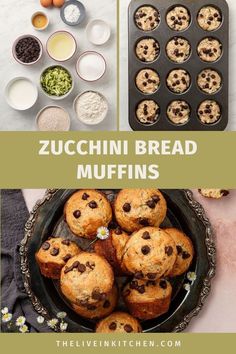 zucchini bread muffins with chocolate chips in the middle