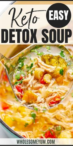 Keto Detox Soup, Chicken Detox Soup, Low Carb Soup Recipes, Easy Vegetable, Keto Pancakes, Detox Soup, Keto Soup, Low Carb Soup