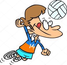 a cartoon boy playing with a volleyball ball