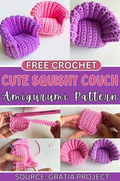 crochet cute squishy couch amigurma pattern with instructions to make it