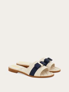 Quilted slide with Vara bow - Shoes - Women Luxury Flat Slides With Buckle Closure, Ferragamo Shoes Women Shearling Loafer, Ferragamo Shoes Women Shearling, Designer T-strap Sandals With Buckle Closure, Luxury Summer T-strap Sandals With Buckle Closure, Women Men Shoes, Nappa Leather