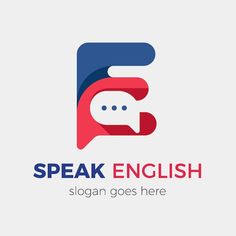 the logo for learning english speaking, with a speech bubble above it and an image of a