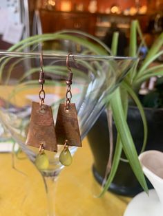 Patina copper makes these earrings a one-of-a-kind. Olive green accent bead is perfect for spring! Lightweight Patina Copper, Copper Patina, Green Accents, Brass Jewelry, Copper Earrings, Jewelry Inspiration, Jewelry Earrings Dangle, Olive Green, Patina