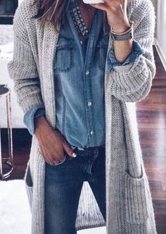 Cute Sweater Outfits, Cardigan Outfit, Outfit Trends, Outfit Idea