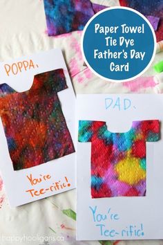 father's day crafts for kids with paper towel tie dye and fathers day card