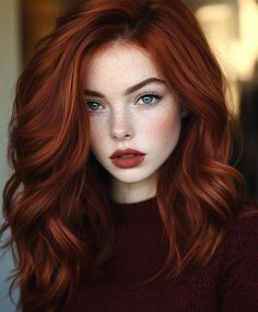 Hair Color Copper Red, Titian Hair Colour, Red Hair For Blue Eyes, Redhead Hair Color Ideas, Fall Hair Colors For Fair Skin, Red Hot Hair Color, Copper Red Bob, Red Hair Winter, Vibrant Copper Hair