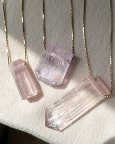 Intuitively Selected Kunzite Pendant *Note: each stone is completely unique and one of a kind. You will receive a piece that is intuitively selected for you! Stone sizes vary from 10-40mm. The piece you see is not the piece you will receive, but one that is similar in shape and size - inclusions vary, each piece is intuitively selected for you upon ordering! Kunzite embodies total unconditional love, allowing you to cultivate gratitude and embrace self-love for how uniquely perfect you are. Know Photo Grouping, Clear Your Mind, Gold Box, Unconditional Love, Gold Filled Chain, Box Chain, Jewelry Care, Dog Tag Necklace, Gratitude