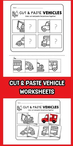 cut and paste vehicles worksheet for children to learn how to make their own vehicles