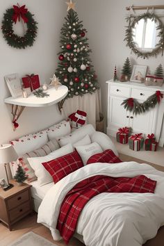 Festively decorated bed for Christmas 2023  #weihnachten #homedecor #shoplocal #fashion #holidayseason #christmasgift #shopsmall #photooftheday #natal #christmasmood #newyear #instagram #happyholidays #christmascountdown #christmasspirit #etsy #christmaseve #festive #supportsmallbusiness #happy #advent #follow #like #picoftheday #food #beautiful #travel #l #bhfyp #christmasvibes Christmas Bedroom Decor, Christmas Dreaming