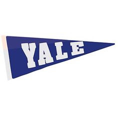 a blue and white pennant with the word yale on it