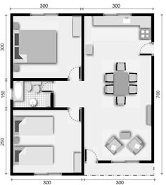 the floor plan for a two bedroom apartment with an attached kitchen and living room area