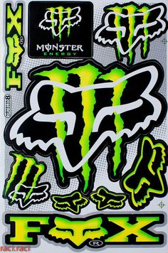 monster stickers are shown in yellow and black