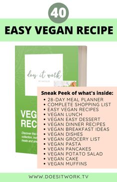 the easy vegan recipe book with text overlay