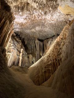 the inside of a cave with very thin walls and large, narrow caves on either side