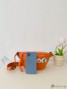 Bird in Bag - Minimalistic Style Large Capacity Foldable Shoulder and Waist Bag, Perfect for Womens Daily Commute Minimalistic Style, Bird In Bag, Chest Bag, Pouch Bag, Waist Bag, Casual Bags, Sling Bag, Color Orange, Simple Design