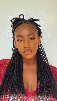 Dread Locks For Black Women, Black Women With Dreadlocks, Locs And Makeup Black Women, Long Dreads Hairstyles, Locs Growth Journey, Bandana Hairstyles Black Women, Women With Locs Fashion, Proctetive Hairstyle, Messy Locs Hairstyles