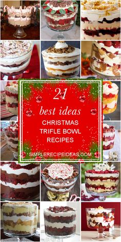 christmas trifle bowl recipe collage with the words best ideas for christmas trifle bowls