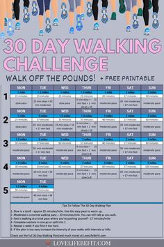 Illustration of a 30 day walking plan