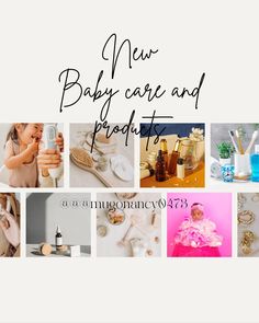 a collage of baby care and beauty products with the words new baby care and boutiques