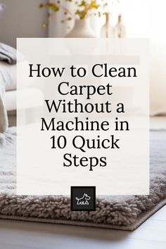 a carpet with the words how to clean carpet without machine in 10 quick steps on it