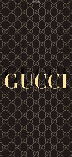 the word gucci on a black and brown background