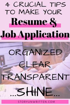 4 Crucial tips for a great resume and job application Job Applications, Leaving A Job, Resume Help, Job Interview Questions, Job Career