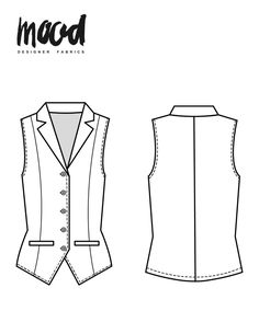 the sleeveless vest pattern is shown in black and white