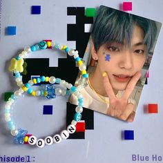 txt blue hour themed matching bracelet set ! perfect as a gift to match with a friend, or you can wear them both ! write whatever you like and choose your letter theme. letter theme options available on last picture. pre-written options also available. writing only goes on one bracelet. maximum 11 letters. Txt Jewelry, Txt Bracelet, Girly Korean, Kpop Bracelet, Clay Bracelet Ideas, Bead Bracelet Ideas, Txt Daydream, Kpop Diy, Easy Jewelry