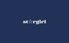 the word stargirl written in white on a blue background