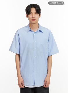 Product Detail Style : Casual Occasion : Back to school Type : Men Detail : Buttoned Print : Solid Material : Cotton Sleeve : Short sleeve Neck : Collar Length : Regular Fit : Loose fit Cotton100 Color : Light blue Made in Korea Model Size Model is wearing size L and the color Light blue. Height : 6'0" | 184cm / Top : L / Bottom : XL (32 inch) .prddescription table, .prddescription td, .prddescription th { border : 1px solid black; border-collapse : collapse; padding: 10px; } Size(Inch) Size Sho Blue Cotton Relaxed Fit Short Sleeve Shirt, Blue Relaxed Fit Cotton Short Sleeve Shirt, Blue Summer Shirt For Everyday Wear, Light Blue Cotton Shirt With Short Sleeves, Light Blue Collared Cotton Short Sleeve Shirt, Light Blue Cotton Collared Short Sleeve Shirt, Light Blue Cotton Short Sleeve Shirt, Light Blue Short Sleeve Cotton Shirt, Light Blue Relaxed Fit Cotton Shirt