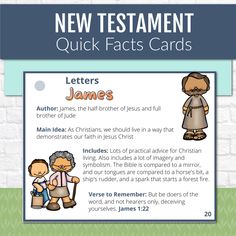 the new testament quick fact cards with pictures of jesus and his family, including an old man