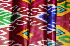 multicolored fabric with different designs on the top and bottom, all in various colors