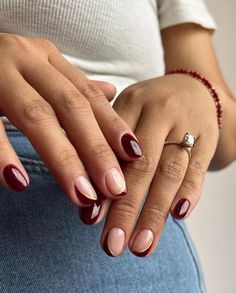 20 Red Wine Nail Looks Atum Nails 2024, Nail Art Fall 2024, French Autumn Nails, Atum Nails, Color Nails Ideas, Nail Design Glitter, Thanksgiving Nail Designs, Simple Fall Nails