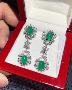 "ENJOY OUR WORRY-FREE SERVICE AND THE DAZZLING, GENUINE JEWELRY WE DESIGN AND HANDCRAFT WITH LOVE❤️ ONE OF A KIND HANDCRAFTED EARRINGS! READY FOR SHIPPING! GIFT WRAP AVAILABLE! FREE UPS EXPRESS! \"You will get the best emeralds from one of the most experienced emeralds wholesalers in the world -- So Perfect Jewelry\" A lady needs to feel loved and cherished, and honestly, we couldn't think of a better way to show her how much she means to you than gifting her with a pair of BEAUTIFUL, luxurious, Luxury Pear-shaped Emerald Earrings, Luxury Diamond Earrings With Cabochon, Luxury Diamond Cabochon Earrings, Luxury Cabochon Earrings For Wedding, Luxury Oval White Gold Bridal Earrings, Diamond Cabochon Earrings For Anniversary, Anniversary Diamond Cabochon Earrings, Luxury Silver Emerald Earrings, Fine Jewelry Diamond Cabochon Earrings