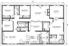 the floor plan for a two bedroom house with an attached bathroom and living room area