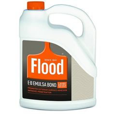 a gallon of flood e - emulsa bond liquid on a white background with an orange cap