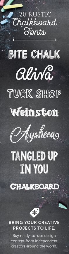 a chalkboard sign with different types of writing on it