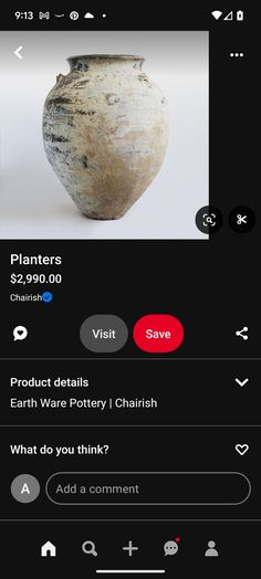 an image of a vase that is on the app for people to see it in