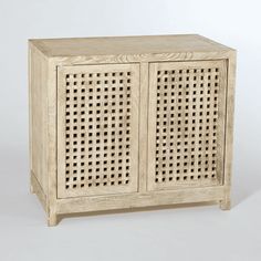 a wooden cabinet with lattice design on the front and side panels, sitting on a website page