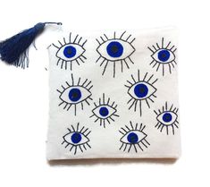 Medicine Cards, Cotton Pouch, Evil Eyes, Luck Charm, Toiletry Kit, Luck Charms, Pouch Bag, Handmade Accessories, Evil Eye