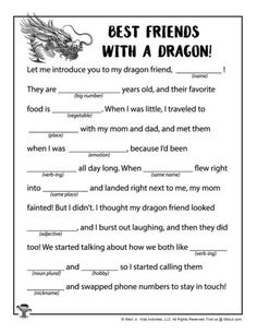 the best friends with a dragon worksheet is shown in black and white,