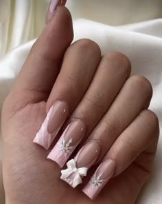 Pink Bow Nails, Bow Nails, Punk Nails, Simple Acrylic Nails, Classy Acrylic Nails