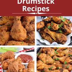 chicken wings and drumstick recipes with text overlay